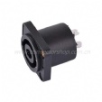 Speaker/Loudspeaker receptacle, 4 pole, square, black, with screw